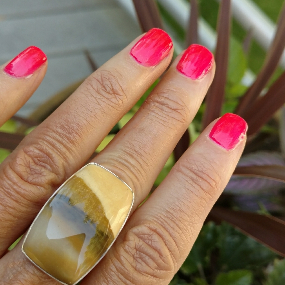 New! Mookite and sterling silver ring